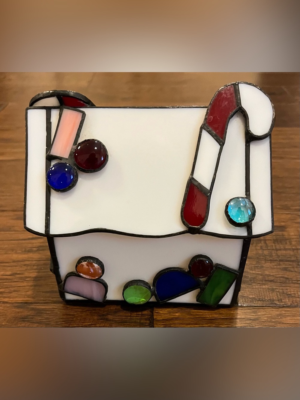 VINTAGE Handmade Christmas Stained Glass House Creative Craftsmanship